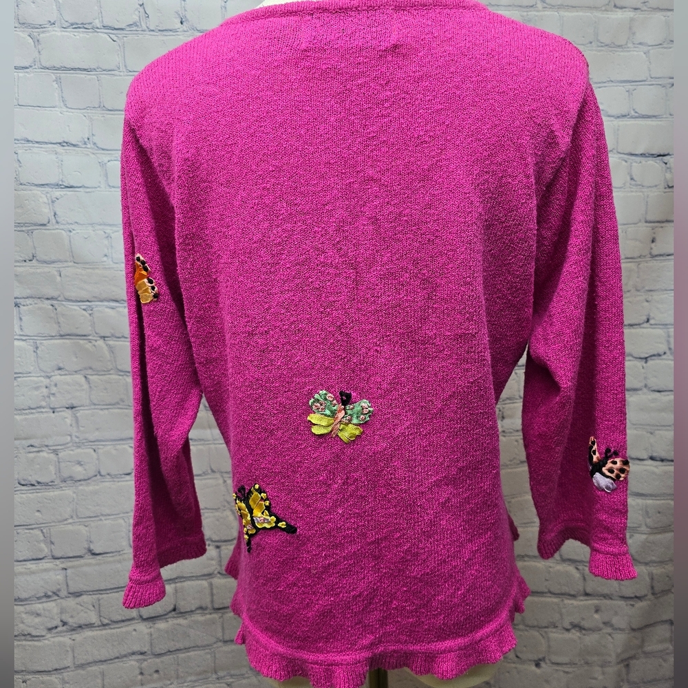 Vintage BellePointe Cardigan Sweater With Butterfly Ribbon Appliques - Small - Picture 5 of 7